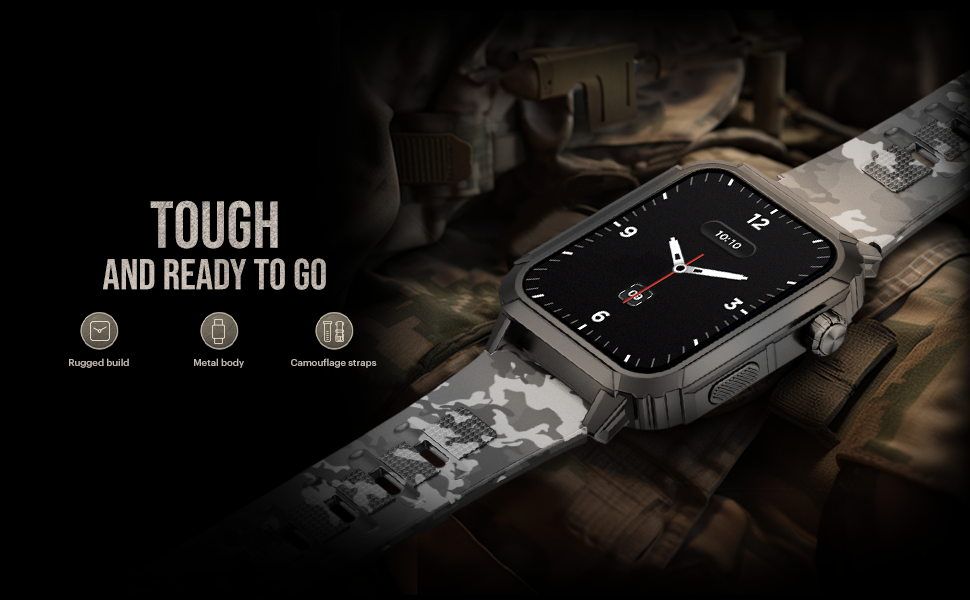 Experience Durability and Style with Noise Cadet Military Rugged Smartwatch Built 1.78” Always on AMOLED Display