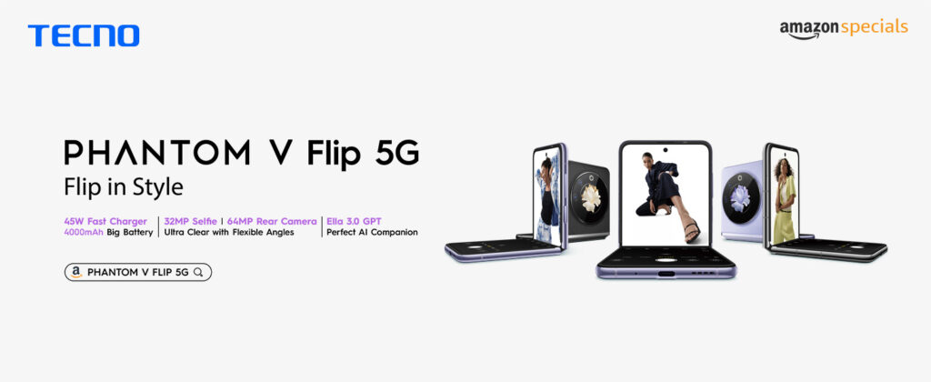 Experience the Future with TECNO Phantom V Flip 5G (8GB RAM 256GB Storage): The Ultimate Foldable Smartphone with 45W Fast Charging and Stunning Dual AMOLED Displays