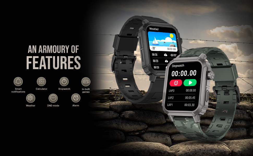 Experience Durability and Style with Noise Cadet Military Rugged Smartwatch Built 1.78” Always on AMOLED Display